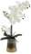 DARO DEKO Kunst-Pflanze Orchidee konischer Topf grau Gold und weiße Blüten 58cm hoch