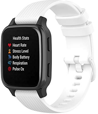 Chofit, cinturino in silicone compatibile con smartwatch Garmin Venu Sq Music, morbido cinturino sportivo di ricambio per Garmin Venu Sq Music, Venu Sq, Venu (bianco)