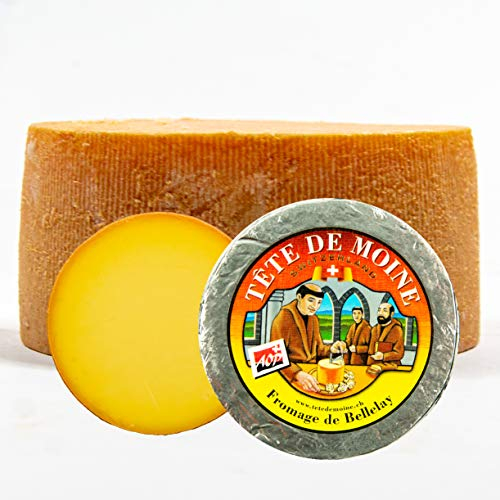 Food-United TETE DE MOINE AOC-AOP Schweizer Mönchskopf-Käse-Laib 800g Swiss-Girolle Monks-Head-Cheese Berner Jura Halb-Fester-Schnittkäse blumig-würzig original g.U. Siegel