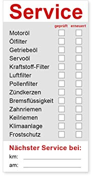 Aufkleber Auto Service Kundendienst Wartung Auto KFZ Keilriemen Zahnriemen Filter Ölfilter Zündkerzen Motoröl Waschstrassenfest und Witterungsbeständig