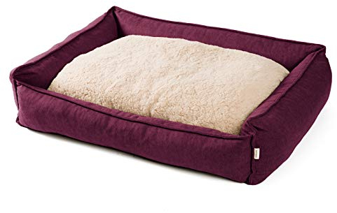 JAMAXX Premium Hundebett Orthopädisch Memory Visco Schaum Waschbar Wendekissen Wasserabweisend/Hundekörbchen Weicher Samtartiger Sofa Stoff Hundekissen Hundekorb PDB2002 / 90x70 (M), Purple