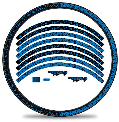 16-teiliges Set Felgenrandaufkleber Sticker für Fahrrad Felgen im 2 Face Design Komplett Set für 27 29 für Rennrad Mountainbike MTB Laufrad RX031 (Neon Blau, Matt)