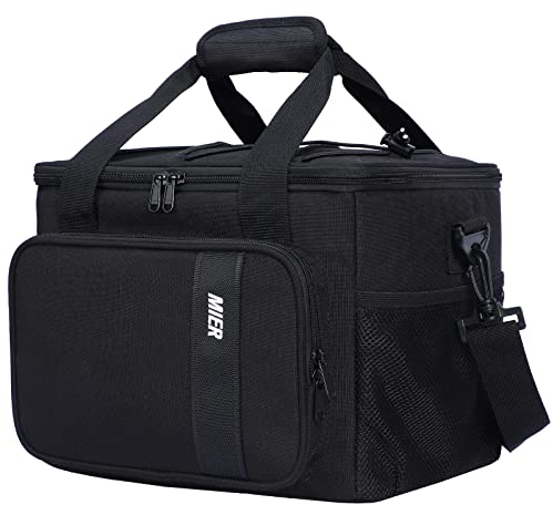 MIER Lonchera grande para hombres y adultos, lonchera térmica con correa para el hombro, enfriador de almuerzo a prueba de fugas con múltiples bolsillos para el trabajo, picnic, viajes, camping, 15 L,