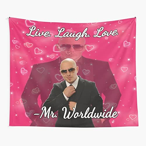 Mr Worldwide Sagt to Live Laugh Love Tapisserie, Pitbull Tapisserie Poster Wandteppich 3D Boutique Art Tapisserie Wandbehang Pop Art Home Dekorationen für Wohnzimmer Schlafzimmer Wohnheim Dekor (152,4