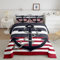 Bettwäsche-Set mit nautischem Anker, Queen-Size-Größe, schwarz-rote Streifen, 3-teiliges Set für Kinder, Jugendliche, Jungen, Erwachsene, geometrische abstrakte Tagesdecke, 2 Kissenbezüge