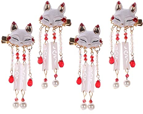 Lurrose 4 Stücke Japanische Kimono Haarspange Kimono Haarschmuck Japanische Fuchs Haarnadeln Spange Chinesische Quaste Haarnadeln Hanfu Haarschmuck