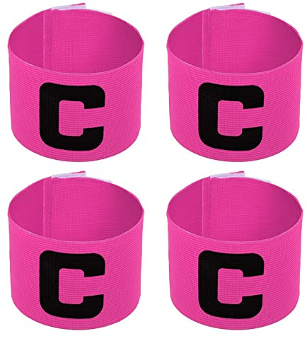 PATIKIL 11.8x2.8 Soccer Captain Armband, 4Pcs Nylon Elastic Protective Arm Badge for Youth Adult Team Adjustable Soccer Rugby Basketball Training, Pink