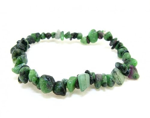 ROCKING GIFTS Pulsera Chip de Zoisita con Rubi: La Joya Natural para equilibrar Tus energías y Mejorar tu Bienestar físico y Emocional. Reduce el estrés