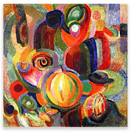 IKYE Sonia Delaunay-Terk Reproduktion berühmter Gemälde. berühmten Gemälden auf Leinwand, Wandkunstdruck. Wohnzimmer-Dekorbilder (Markt) 70 x 70 cm (27,5 x 27,5 Zoll) rahmenlos