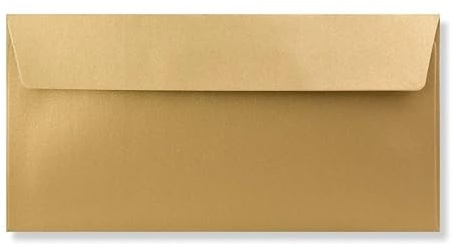 DL (110mm x 220mm) Coloured Envelopes for Greetings Cards Party Invitations & Craft - Pack of 30 (Metallic Gold Peel & Seal)
