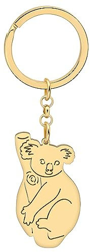 DALANE Acier Inoxydable Koala Bear Porte-clés Sac Porte-clés Animaux Mignons Bijoux pour Femmes Filles Charmes Cadeaux (Plaqué Or 18K B)