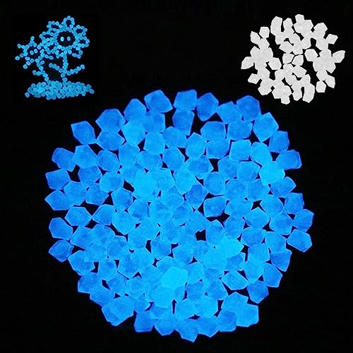 300 Pièces Pierre Lumineuse, Galet Lumineux Cailloux, Pierres Décoratives Dans la Nuit, Pierres Fluorescentes, Cailloux Lisses de Résine, pour Aquariums, Jardin, Allées, Routes 14x11mm (irregularly)