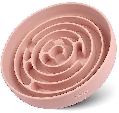 Coomazy Gamelle Anti Glouton Chien Gamelle d'alimentation Ø 20 cm Bol en Silicone pour Chien avec Ventouse Bol de Nourriture à Manger Lent pour Petits et Moyens Grands Chiens (Rose)