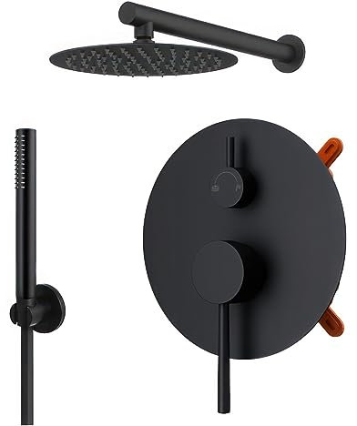 KOLMAN Unterputz Duschset Armatur Brausearmatur Schwarz LUGO Komplettes Duschsystem