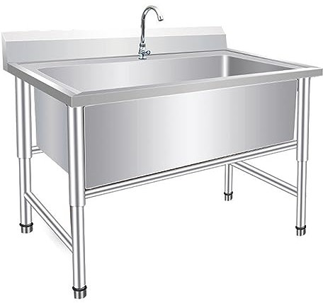 Atduglanix Fregadero de Servicio de Acero Inoxidable Juego de Fregadero de Cocina Comercial de un Solo tazón Independiente con Grifo for Restaurante, Taller de Garaje Lavandería Industrial (Size : 60