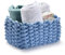 QSIDE Aufbewahrungskorb Baumwolle - 25x17x13 cm - Badezimmer Organizer - Klopapier Aufbewahrung - Aufbewahrungskorb geflochten - Gästehandtuchkorb - Wickelkommode Organizer (Blau)