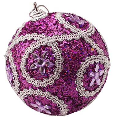 Baumschmuck Weihnachten Weihnachtskugeln weiß rot Weihnachtskugeln Strass Ornament Ball Baumschmuck Glitzer Xmas 8CM Dekoration Aufhänger Kletterseil Christbaum schmuck (Purple, One Size)
