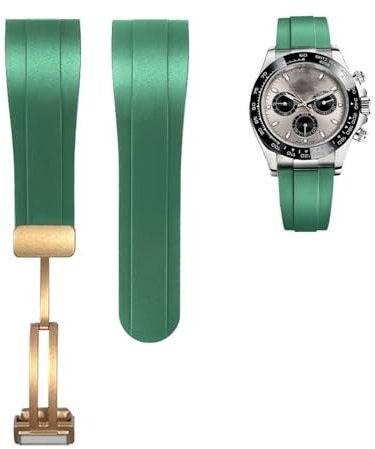 IENYU 22 mm gebogenes Ende Gummi Armband für Rolex Submariner Daytona GMT Yacht-Master Silikonband Schwarz Uhrenarmband Sport Armband, 22 mm, Achat