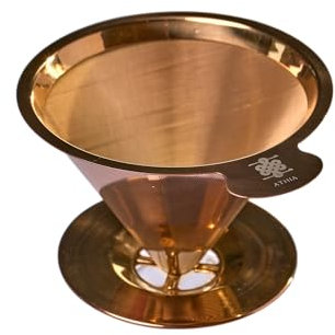 ATHIA Goldener wiederverwendbarer Kaffeefilter aus Edelstahl, mit feinem Netz, papierloses und umweltfreundliches Design, passend für die meisten Tassen, Karaffen und Kaffeemaschinen (Roségold