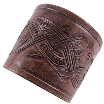 Ulfberth Armschienen Paar, Drachenmotiv, Jelling-Stil | Wikinger Armband aus Leder, Geprägt, Mittelalter, Mittelaltermarkt, Reenactment, LARP & Fantasy Cosplay
