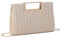 EVEOUT Pochette de Soirée en Paille Femmes Clutch Paille Tissée avec Chaîne été Sac à Main Paille pour Mariage Plage Vacances（Beige）