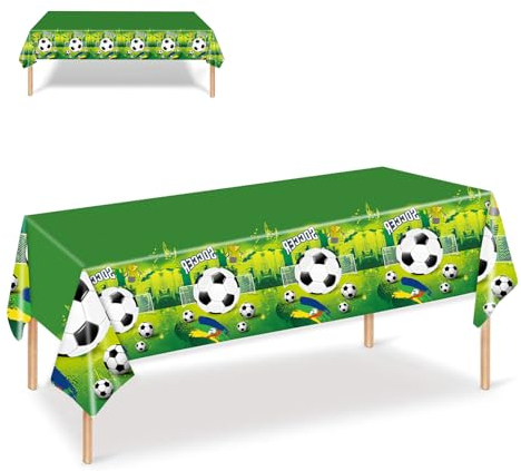 HONGP 2Pack Football Party Table Cloth,54x72in Football Party Tablecloth for Kids Boys Plastic Football Table Cover Party for World Cup European Cup Birthday Football Themed Party Decorations