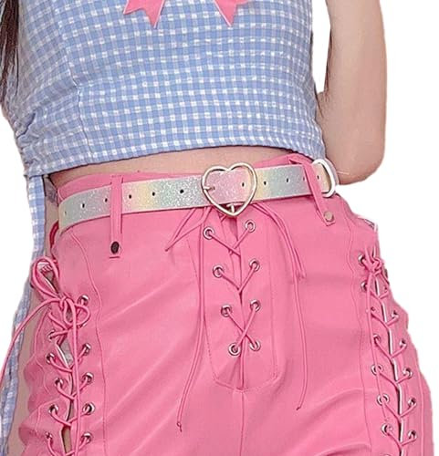 SANRLO Gürtel, Gürtel für Damen, Regenbogenfarben, Gürtel für Teenager, Mädchen, verstellbare Herzschnalle, Gürtel für Cowboy, Cowgirl, Teenager, Jeans, Rock, Bund, Regenbogen #, Size reference