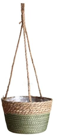 Pot de Fleurs à Suspendre, Jardinière Suspendue en Corde, en Rotin pour Jardinière, Panier Jardinière Suspendue Pot pour Plantes, Intérieure Ou Extérieure de La Maison, Jardin Balcon Décoration, Vert
