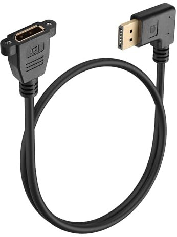 JSADZKJ DisplayPort to DisplayPort Panel Cable 90-Degree Right Angle Displayport 1.4 Cable Support 4K@60Hz DP Male to Female Extension Cord for Laptop PC TV Gaming Monitor 1.6FT