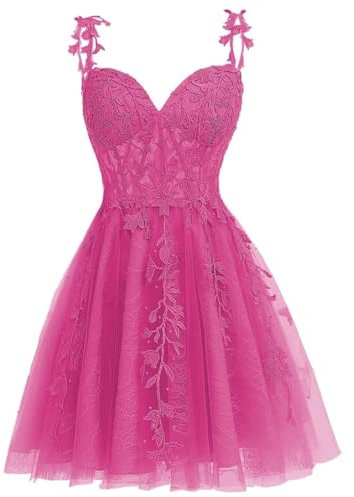 Vestido de fiesta para adolescentes, cuello en V, cintura imperio simple, hombros descubiertos, vestido de graduación, fucsia, 56