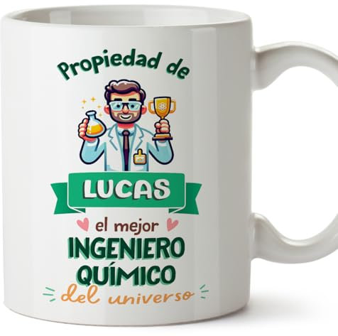 MUGFFINS Tazas Personalizadas para INGENIERO QUÍMICO hombre - En Español - Propiedad de - 11 oz / 330 ml - Regalo Personalizable original y divertido