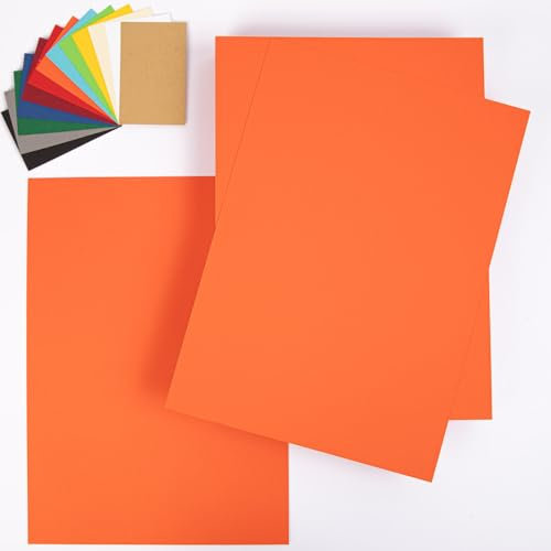PresentFill® Tonkarton A4 Orange | 50 Blatt | 210g/m² | Bastelkarton aus 100% Recycling Kraftkarton | Made in Germany | Farbkarton | Bastelpappe zum basteln | bemalen | zeichnen | drucken