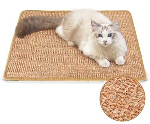 Frogetu 1 Pieza Alfombrilla Rascador para Gatos,Alfombra Rascador de Gato Sisal Natural 50X30 cm,Tablas para Rascar,Rascador para Gatos Sofa,Alfombrilla para Rascar el Suelo