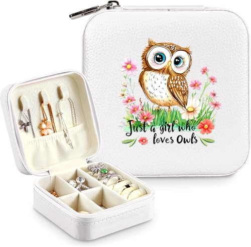 BJDAMAI Eulen-Schmuckschatulle, Geschenke für Kinder, Teenager, Mädchen, Alter 8–12 Jahre, Eulenliebhaber, Sachen, Zubehör, Dinge, Merch, Dekoration, Merch, Reisering, Ohrringe, Halsketten-Organizer