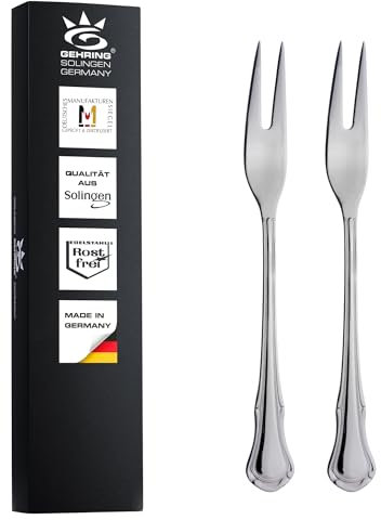Gehring Solingen Chippendale Aufschnittgabel 2er Set I Serviergabel I Besteck aus Edelstahl 18/10 I Vorlegegabel I spülmaschinengeeignet I Made in Germany