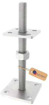 GeZu Impex Support de poteau Galvanisé à chaud Lot de 8 70 x 70 mm hauteur reglable platine bois pied poteaux clôture