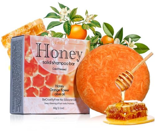 Honig Shampoo Bar, Anti-Haarausfall Festes Shampoo Bar, Natural Haarseife für Männer und Frau, Shampo Seife für Haarwachstum, Nährend, Volumenstärkend und Stärkend (Honig)