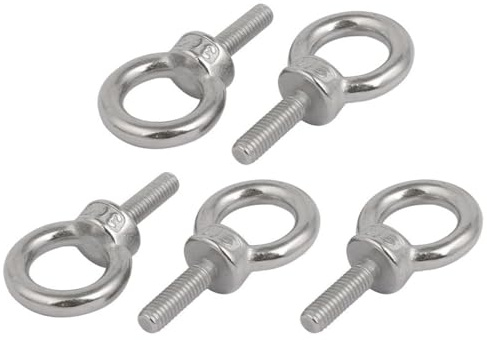 TA-VIGOR 5Pcs M6 x 20mm Lifting Long Eye Bolt, 304 Stainless Steel Wall Expansion Anchor Bolts, Masonry Concrete Screws Shoulder Eyebolt Lifting Ring for Hanging Hammock Article