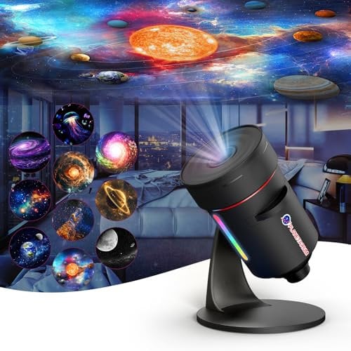 VanSmaGo Projecteur Ciel Etoile Galaxie, Galaxy Projector pour Chambre à Coucher, Projecteur De PlanéTarium HD, NéBuleuse Rotative à 360° avec Bouton RéGlable Et Minuterie pour Les Enfants