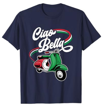 Motorroller Scooter Moped Ciao Bella Italien Flagge T-Shirt