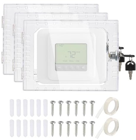 PATIKIL Thermostat Lock Box with Key, 3 Pack Universal Clear Thermostat Cover Guard with Lock Fits Thermostats 5 H x 6 W or Smaller