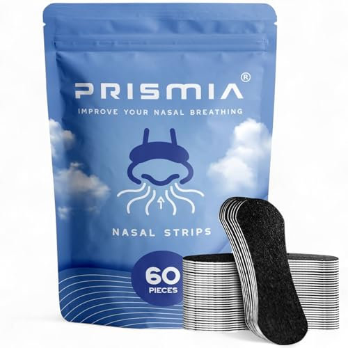 Pack de 60 Tiras Nasales Negras | Nasal Strips para Respirar Mejor por la Nariz | Nose Strips para Dormir | Tiritas Nariz para Abrir Fosas Nasales | Cintas Nasales Deportivas | Bandas Antironquidos