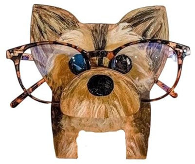 WAZUBC Brillenhalter aus Holz Tiermotiv Kreative Neuheit Brillenständer kreatives Sonnenbrillen Display für Zuhause, Büros, Schreibtischdekoration (Hund D)