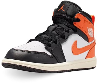 NIKE Shoes Air Jordan 1 Mid (PS) Code DQ8424-801 Orange Kids, Orange White Black, 28.5 EU