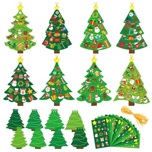 GTJEOI Weihnachtsbaum Bastelsets Kinder, 24 Stück DIY Deko Weihnachtsbaum für Kinder, Hängend Dekor, Weihnachten Geschenk