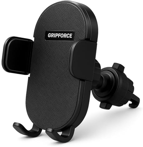 GRIPFORCE Car Phone Holder – Air Vent Mount | Secure Auto-Clamp, 360° Rotation, Universal Fit for iPhone & Android – Black
