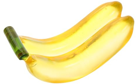 Cabilock Künstliche Glasbananen Skulptur 90x38mm Realistische Bananenfigur aus Glas Bruchfestes Bananen Ornament für Schreibtisch und Bürodekoration