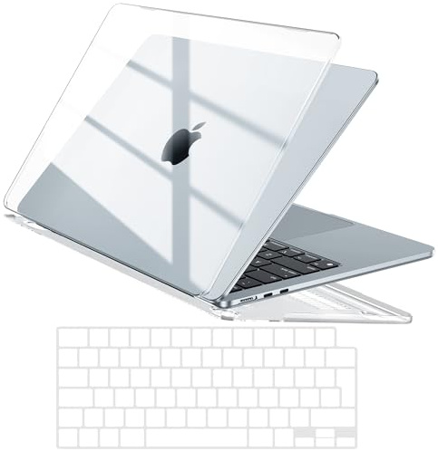 EooCoo avec Coque MacBook Air 13 Pouces M5-M2, Protection Clavier, Clair | Transparent Coque Compatible avec 2026-2022 M5 M4 M3 M2 Mac Air 13,6 A3240 A3113 A3449, Protection en Plastique pour Mac