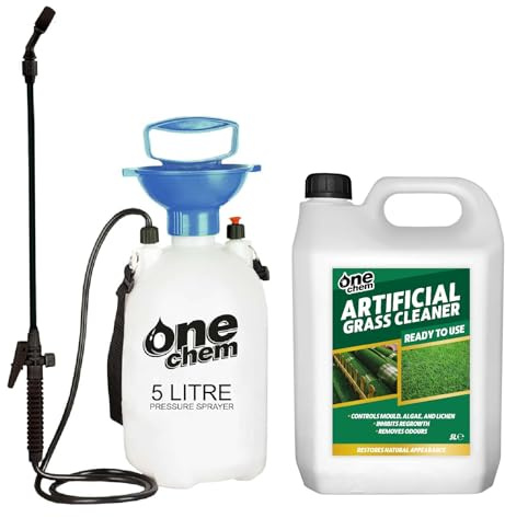 One Chem Artificial Grass Cleaner, 5 Litre with 5L Garden Sprayer, Pet Urine, Odour Remover