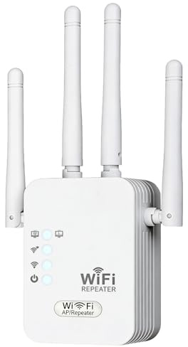 WiFi Extender Booster with 4 Antennas, WiFi Signal Amplifier Range Repeater | Wireless Internet Booster/Hotspot 3-in-1 Modes, Internet Booster with Dual Ethernet Port 4000 Sq.Ft Wider Coverage 50 Devices